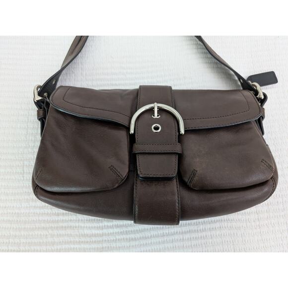Vintage COACH Soho Leather Pocket Flap Y2K Chocolate Brown Shoulder Bag 3653 - Picture 2 of 16